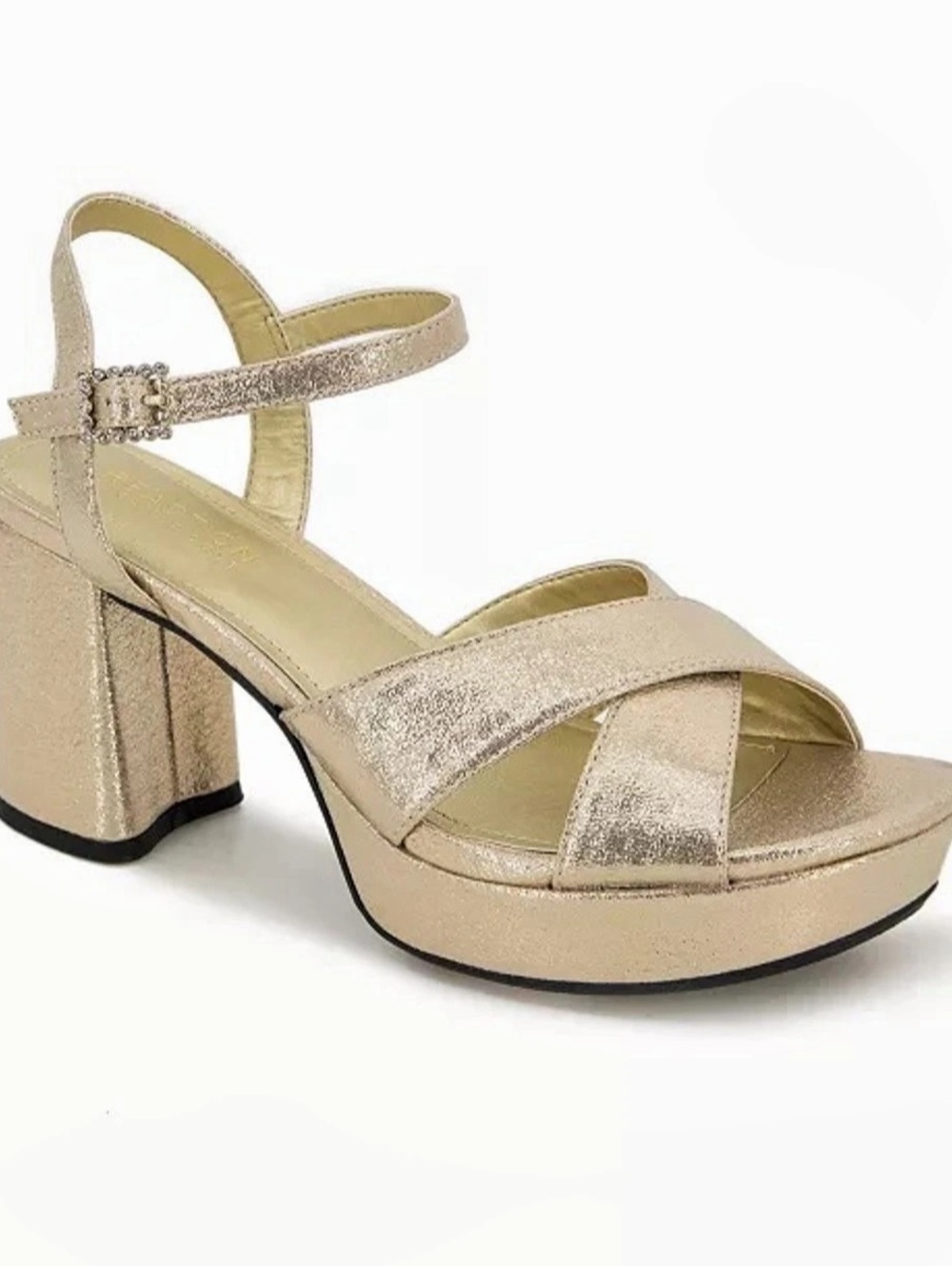 Kenneth Cole Reaction Reeva Platform Sandal Gold Criss Cross size 7.5